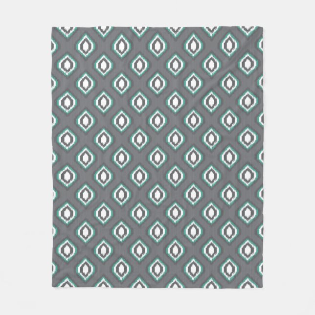 Geometric retro ikat tribal pattern fleece blanket (Front)