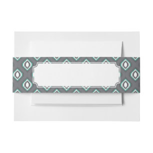 Geometric retro ikat tribal pattern invitation belly band