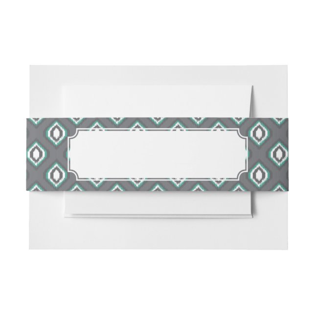 Geometric retro ikat tribal pattern invitation belly band (Front Example)