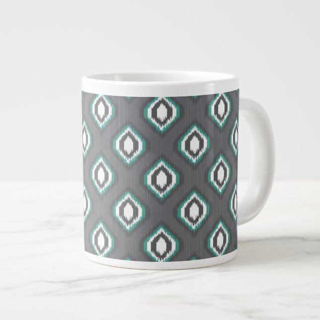 Geometric retro ikat tribal pattern large coffee mug (Front Right)