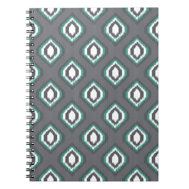 Geometric retro ikat tribal pattern notebook (Front)