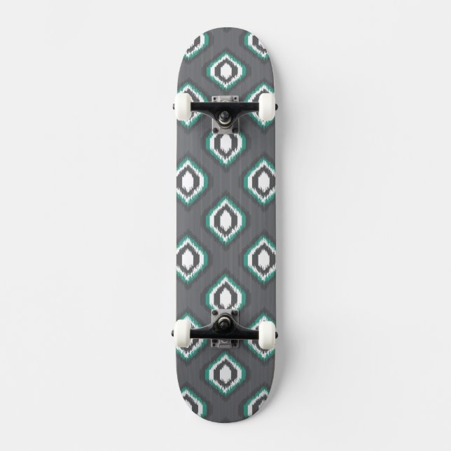 Geometric retro ikat tribal pattern skateboard (Front)