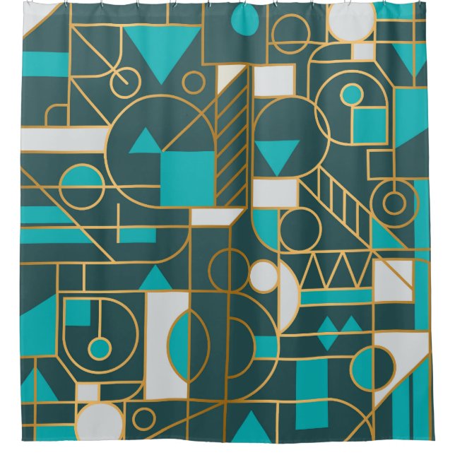 Geometric Retro: Minimalist Artwork Poster. Shower Curtain (Front)