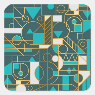 Geometric Retro: Minimalist Artwork Poster. Square Sticker