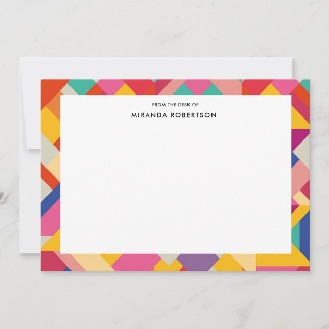 Geometric Retro Multi-Colour Note Cards (Front)