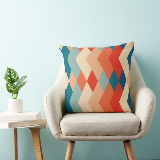 Geometric  Retro  Multicolor  Triangle  Pattern Cushion (Chair)