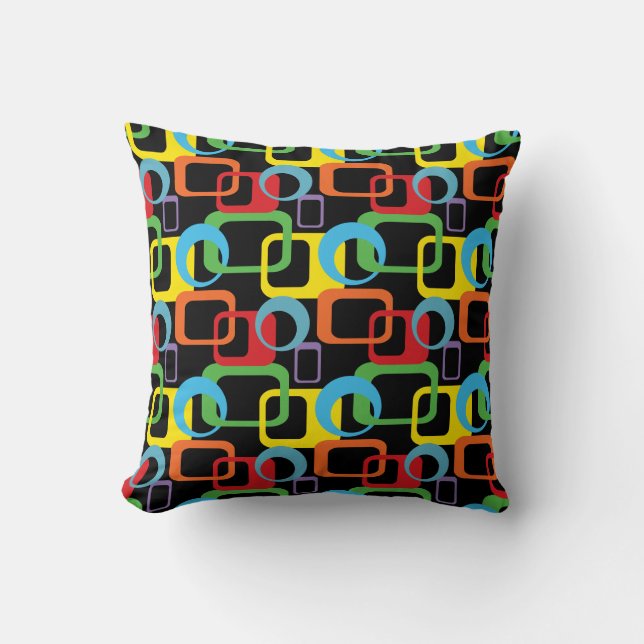 Geometric Retro Multicolored Pattern Cushion (Front)