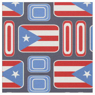 Geometric: Retro: Puerto Rican: Flag Fabric