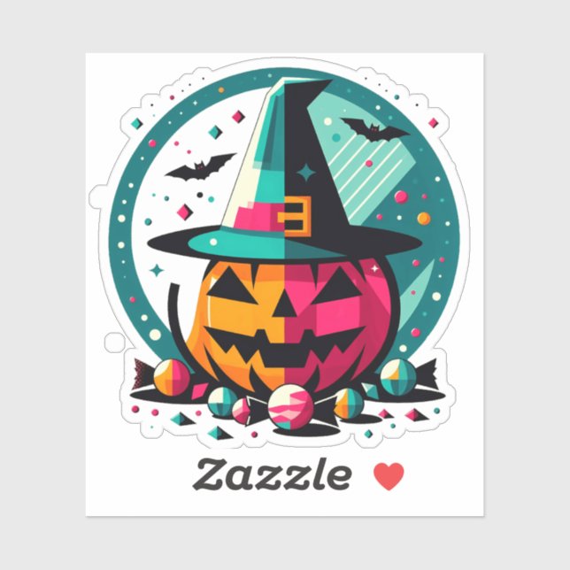 Geometric Retro Pumpkin with Witch Hat (Sheet)