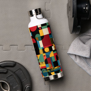 Geometric Retro Shapes - Personalised Name Water  Bottle