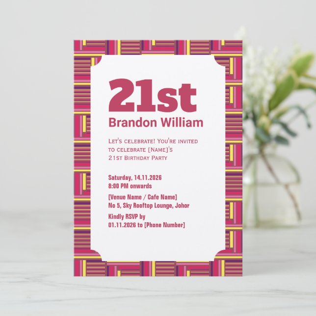 Geometric Retro Style Invitation (Standing Front)