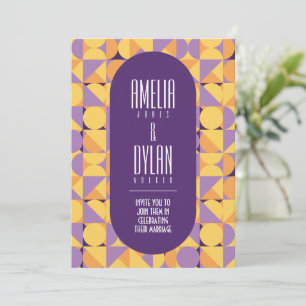 Geometric Retro Vibes Autumn colour  Invitation