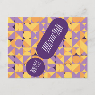 Geometric Retro Vibes Autumn colour Save the Dates Postcard