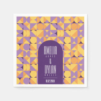 Geometric Retro Vibes Autumn wedding Napkin