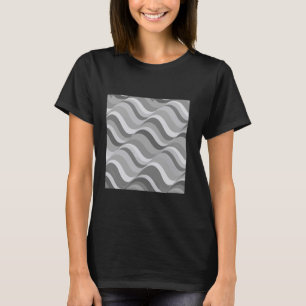 Geometric Retro Wave Stripes Grey - White Optical T-Shirt
