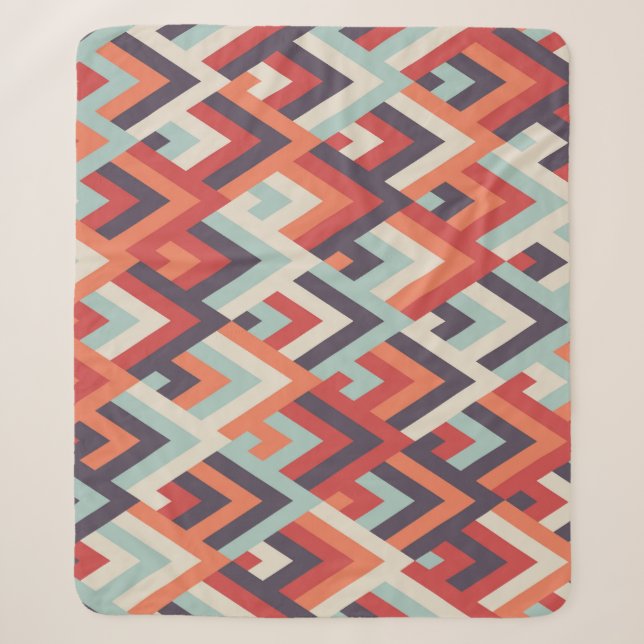 Geometric Rhombus: Vintage Colourful Pattern. Sherpa Blanket (Front)