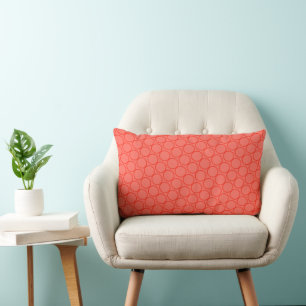 Geometric Rings Pattern Opposing Side Coral Lumbar Cushion