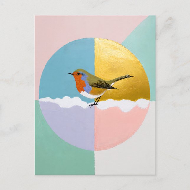 Geometric Robin Sphere Holiday Postcard (Front)