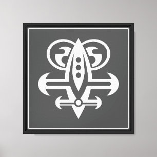Geometric Rocket Emblem – Minimal Black & White A Canvas Print