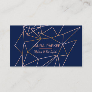 Geometric Rose Gold Blue Professional Construct Business Card