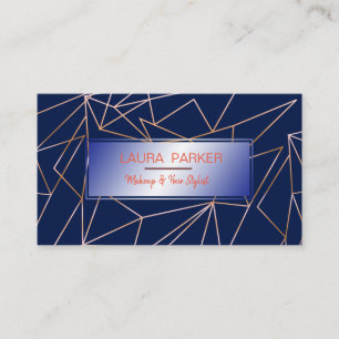 Geometric Rose Gold Blue Professional Construct Business Card