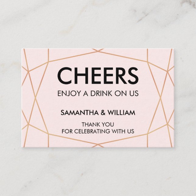 Geometric Rose Gold Drink Ticket | Custom Colour (Front)