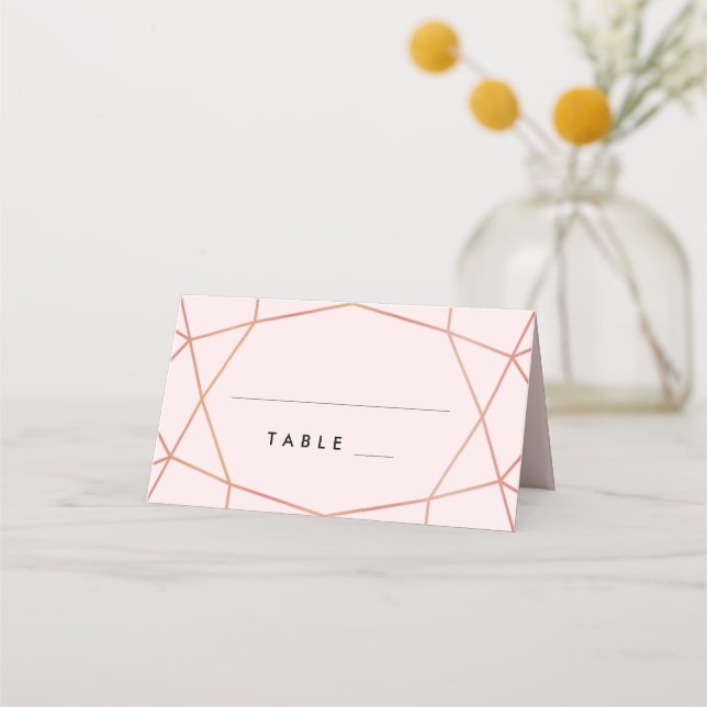 Geometric Rose Gold Escort Card | Custom Colour (Front)
