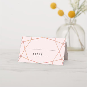 Geometric Rose Gold Escort Card   Custom Colour