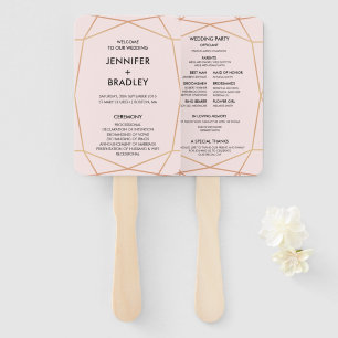 Geometric Rose Gold Fan Wedding Program