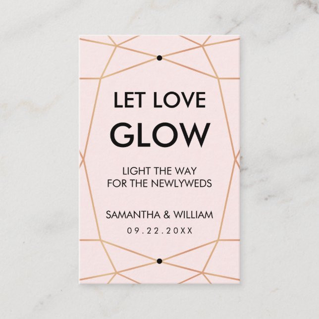 Geometric Rose Gold Glow Stick Tag | Custom Colour (Front)