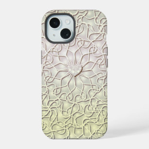 Geometric Rose Gold LOVE Heart Pattern iPhone 15 Case