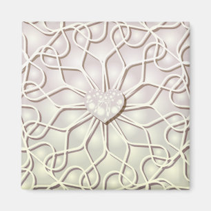 Geometric Rose Gold LOVE Heart Pattern Magnet