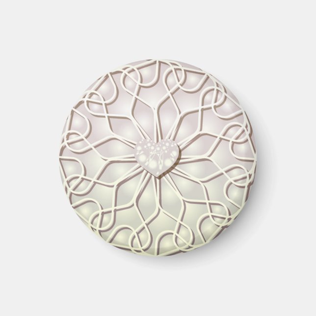 Geometric Rose Gold LOVE Heart Pattern Magnet (Front)