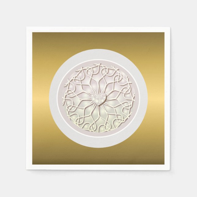 Geometric Rose Gold LOVE Heart Pattern Napkin (Front)