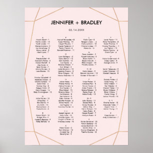 Geometric Rose Gold Seating Chart Custom Colour