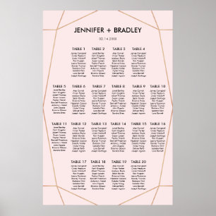 Geometric Rose Gold Seating Chart Custom Colour