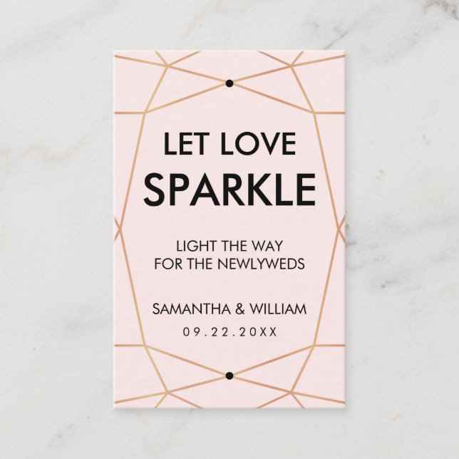 Geometric Rose Gold Sparkle Tag | Custom Colour (Front)