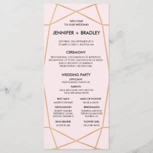 Geometric Rose Gold Wedding Timeline Custom Colo Programme