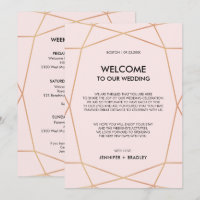 Geometric Rose Gold Wedding Welcome Note