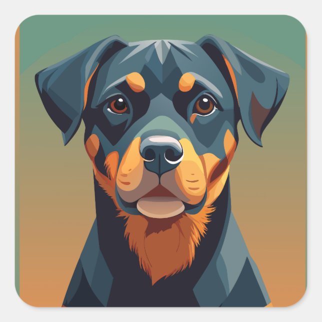 Geometric Rottweiler Face Square Sticker (Front)