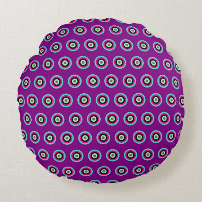 Geometric Round Throw Pillow – Bold & Pastel Colou (Front)