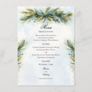 Geometric Rustic Elegant Pansies Wedding Menu
