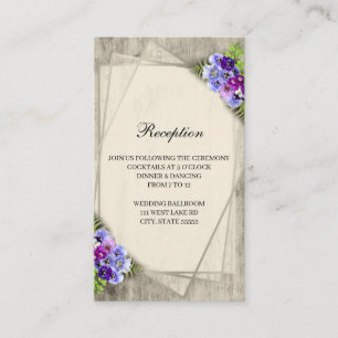 Geometric Rustic Elegant Pansies Wedding Reception Enclosure Card