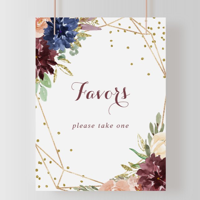 Geometric Rustic Gold Gliter Favors Sign (Creator Uploaded)