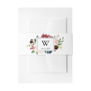 Geometric Rustic Monogram Wedding  Invitation Belly Band
