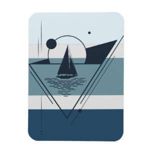 Geometric Sailboat Modern Art Magnet