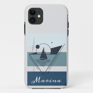 Geometric Sailboat Modern Art Personalised Case-Mate iPhone Case