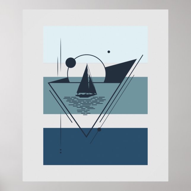 Geometric Sailboat Modern Art Poster (Front)