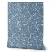 Geometric Scallops Line Art, Smokey Blue