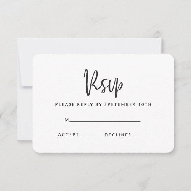 Geometric script rsvp reply card. card (Front)